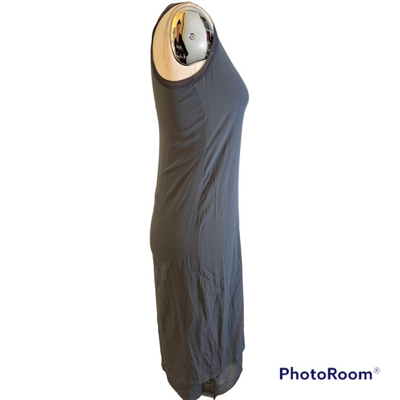 ❤️ Vince Grey Sheer Silk Double Layer Midi Dress - Picture 5 of 8